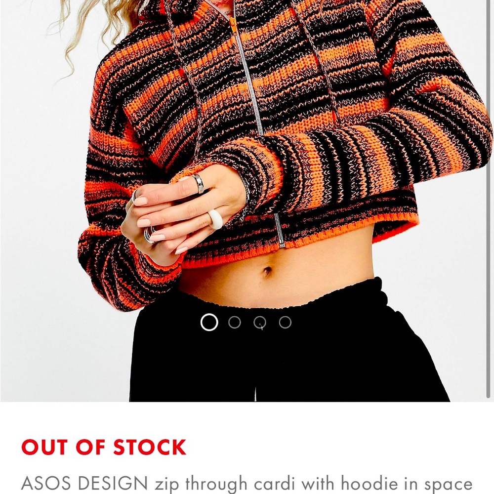 ASOS Design zip through hoodie cardigan in space dye orange